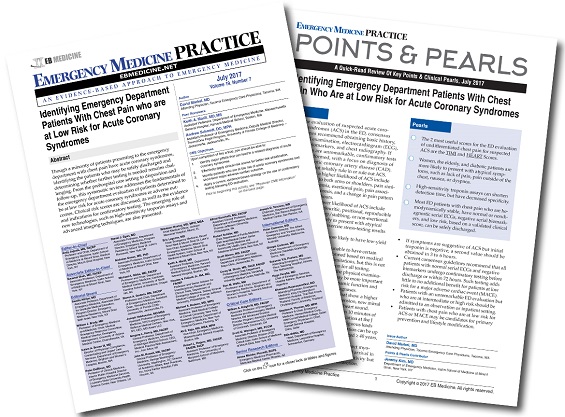Identifying Emergency Department Patients With Chest Pain Who Are at Low Risk for Acute Coronary Syndromes